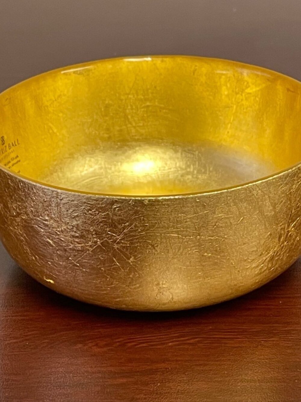 Beatriz Ball New Orleans Hand Finished Glass Bow - Gold - 4.25" Round - EUC